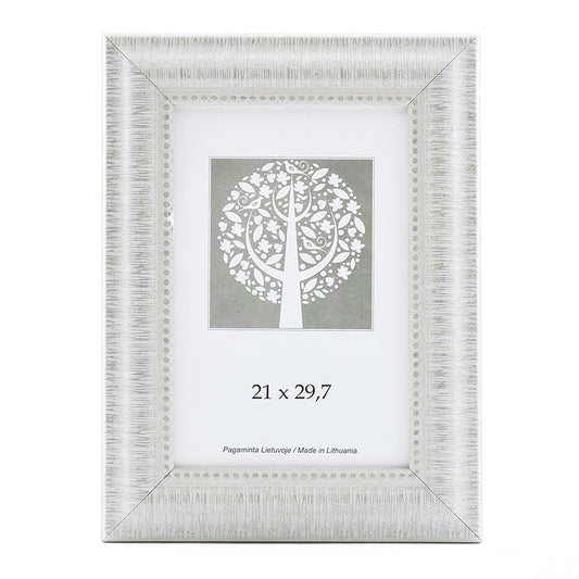 Nuotraukų rėmelis, plastikinis, A4, 21x29,7 cm, baltos sp. vidinis rėmelis su ornamentu