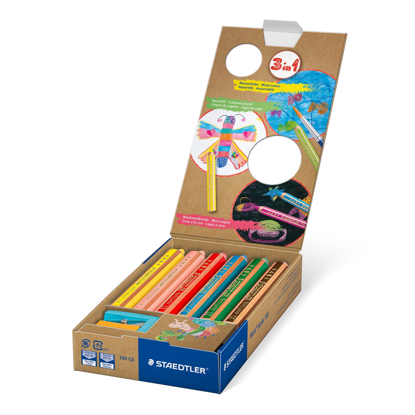 STAEDTLER Buddy 3in1 colored pencils, 6 colors