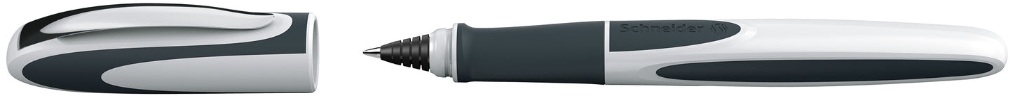 Rašiklis SCHNEIDER RAY, 0,7mm, baltos/tamsiai pilkos sp. korpusas, mėlynas rašalas (tinka ir kairiarankiams)