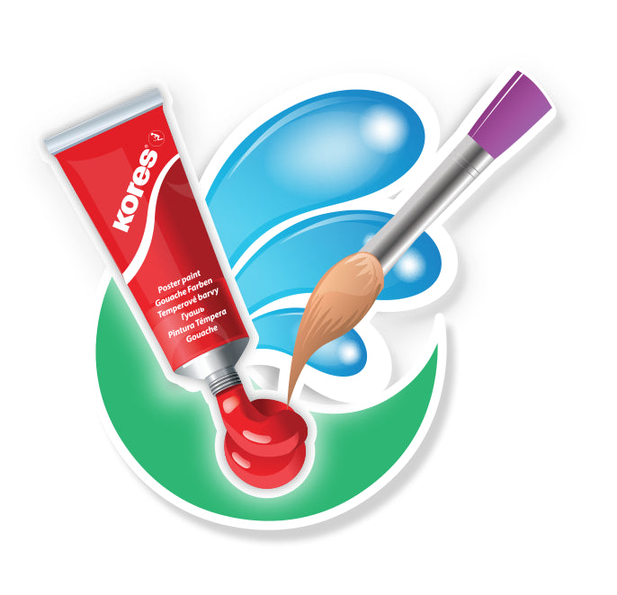 Tempera dažai KORES, 12 ml tubelėse, 12 spalvų rinkinys