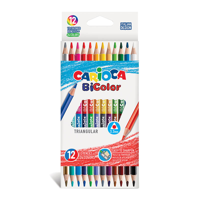 Colored pencils CARIOCA BICOLOR, three-color, 12 pcs./pack.