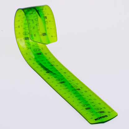 Lanksti liniuotė KORES ELASTIC, 15 cm, įvairių spalvų