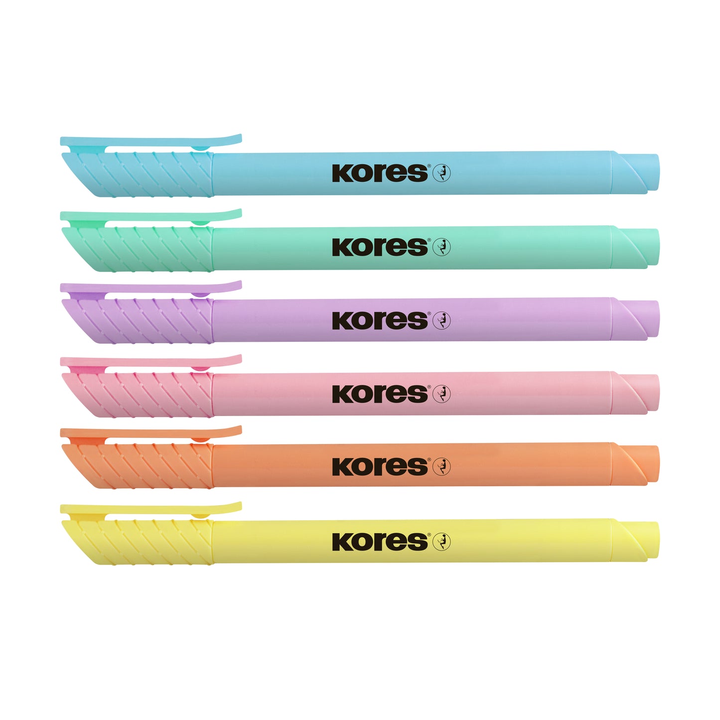 Teksto žymekliai KORES HIGH LINER PASTEL 6 spalvų rinkinys