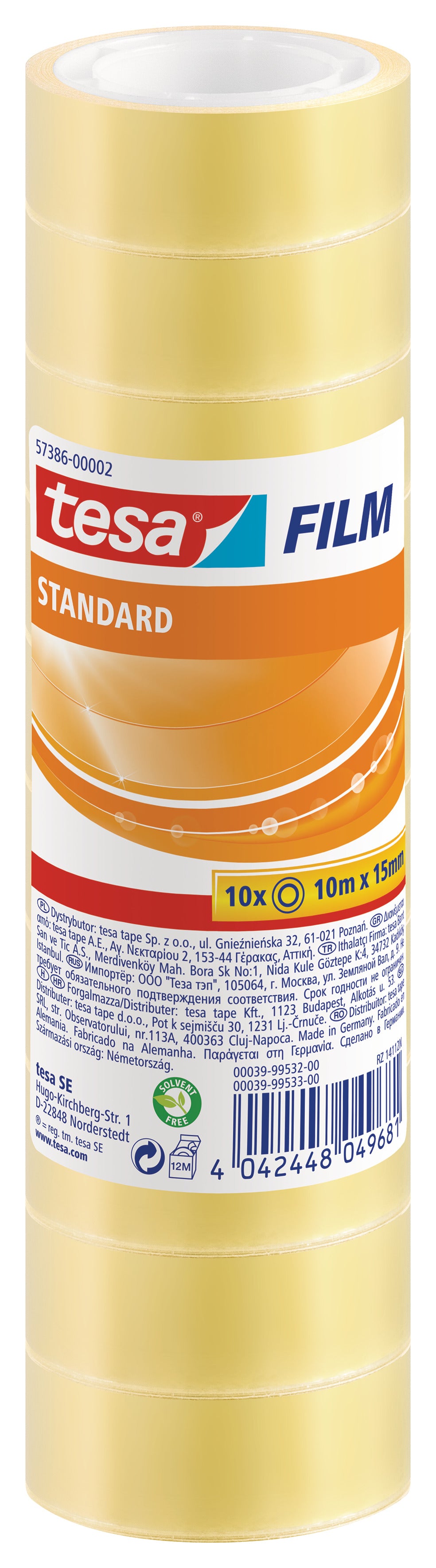 Transparent adhesive tape TESA Standard 15mm x 10m, 10pcs.