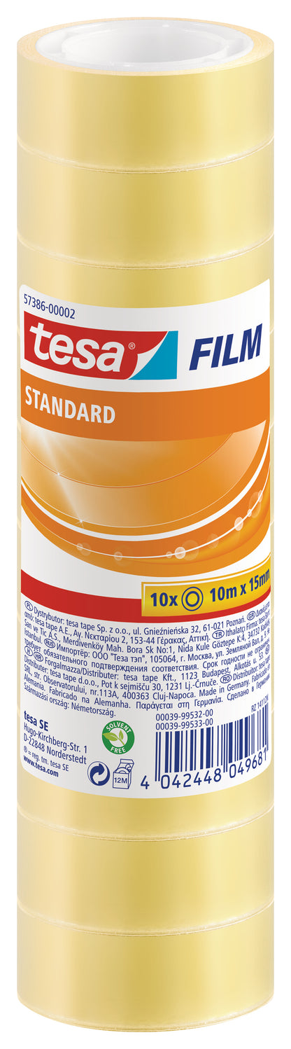 Transparent adhesive tape TESA Standard 15mm x 10m, 10pcs.