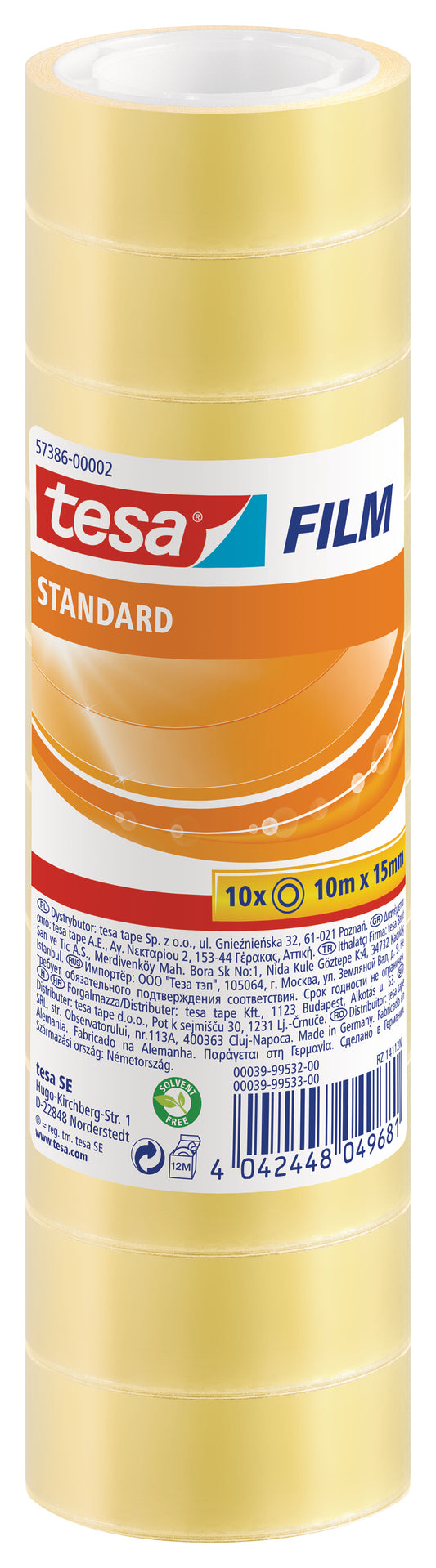 Skaidri lipni juostelė TESA Standard 15mm x 10m,  10vnt.