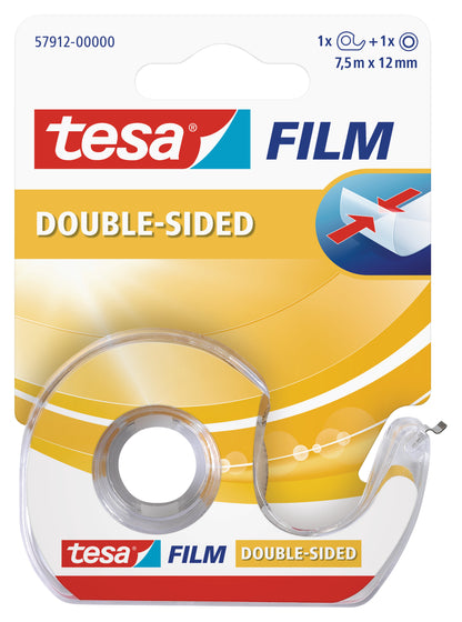 Double-sided adhesive tape TESA, 12mm x 7.5m, with case, transparent
