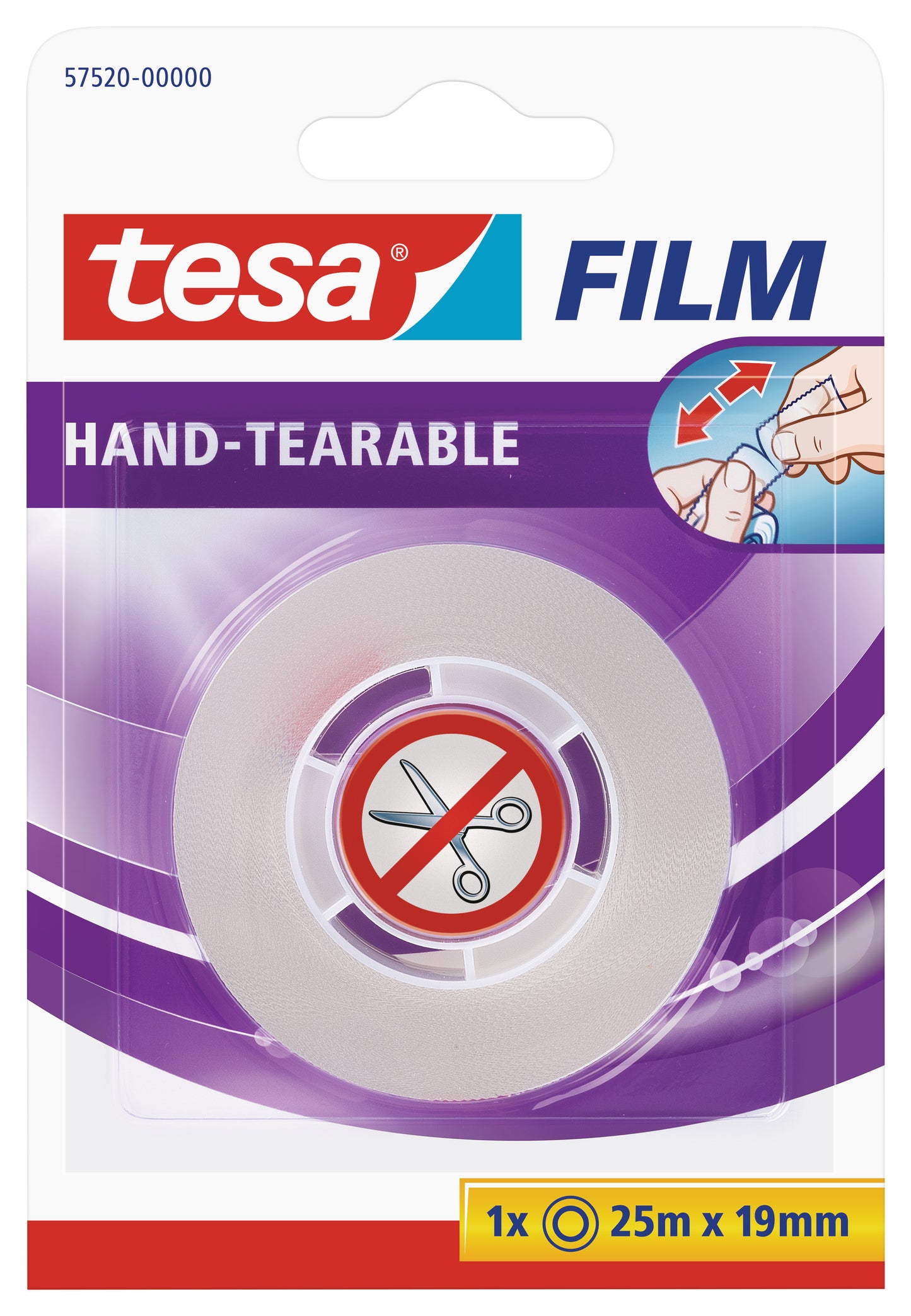 TESA hand-peelable adhesive tape, 19mm x 25m, transparent