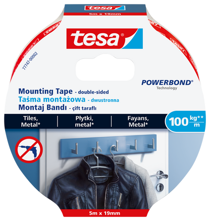 TESA Powerbond Ultra Strong double-sided mounting tape, 19mm x 5m