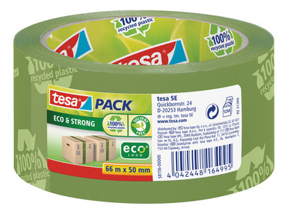 Eco-friendly and strong packaging tape TESA PACK Eco &amp; Strong, 50mm x 66m, green.