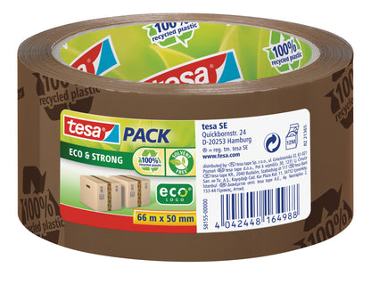 Eco-friendly and strong packaging tape TESA PACK Eco &amp; Strong, 50mm x 66m, brown.