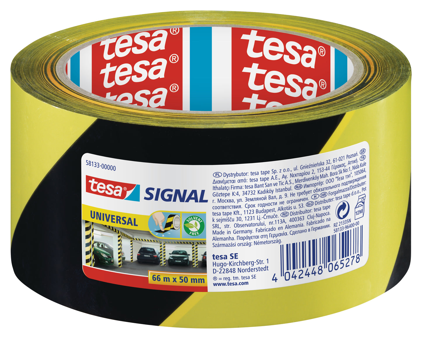 Adhesive marking tape TESA Signal, PP, 50mm x 66m, yellow-black
