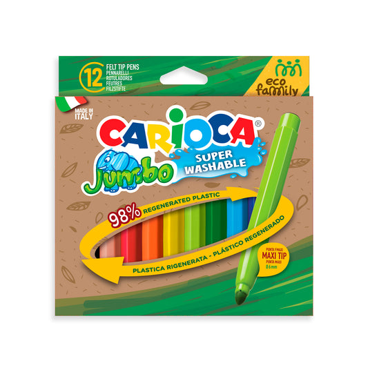 Flomasteriai CARIOCA JUMBO ECOFAMILY, 12 vnt.