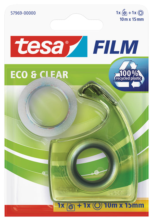 Ekologiška lipni juostelė TESA Film eco & clear, su dėklu, 15mm x 10m, skaidri