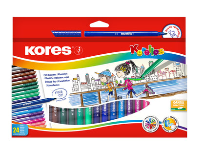 Flomasteriai KORES FINE TIP, 24 spalvų