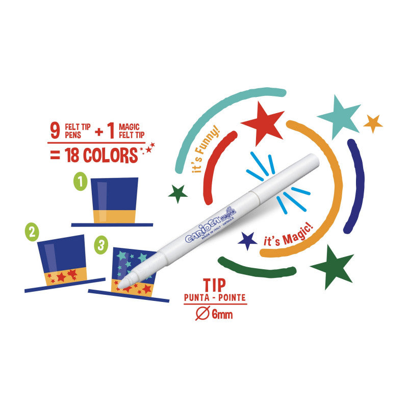 Flomasteriai CARIOCA MAGIC, 9 vnt. + 1 magiškas žymeklis