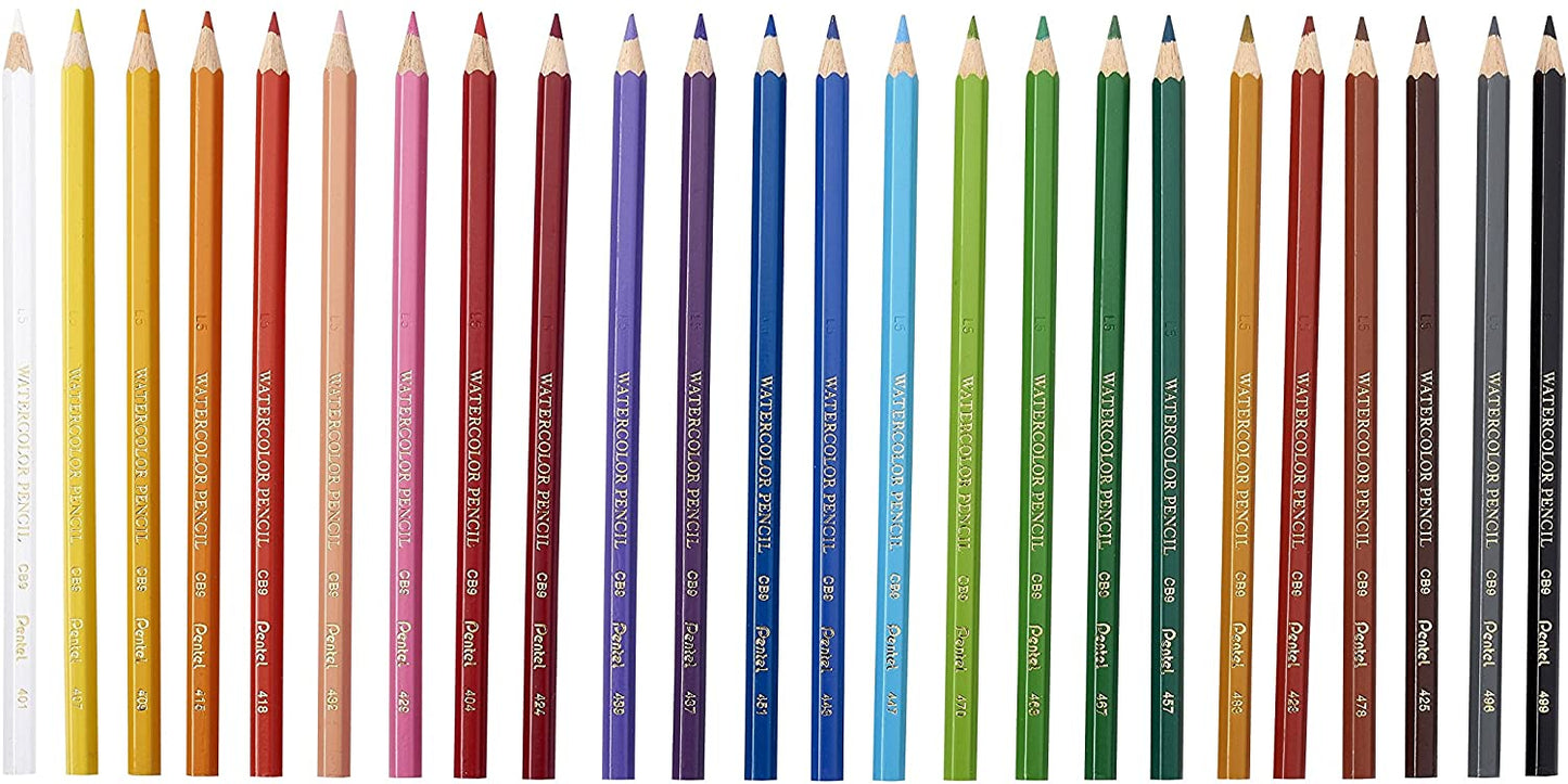 Spalvoti pieštukai PENTEL ARTS, šešiabriauniai, akvareliniai, 24 vnt.