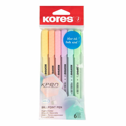 Ballpoint pens KORES K1-M, set of 6 colors