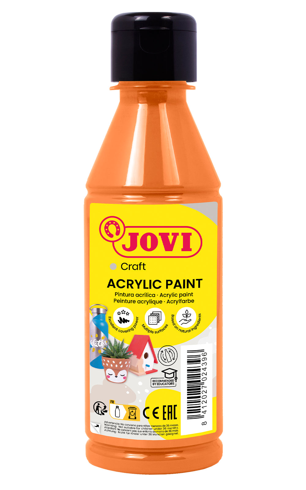 Acrylic paint JOVI, 250ml, orange color.