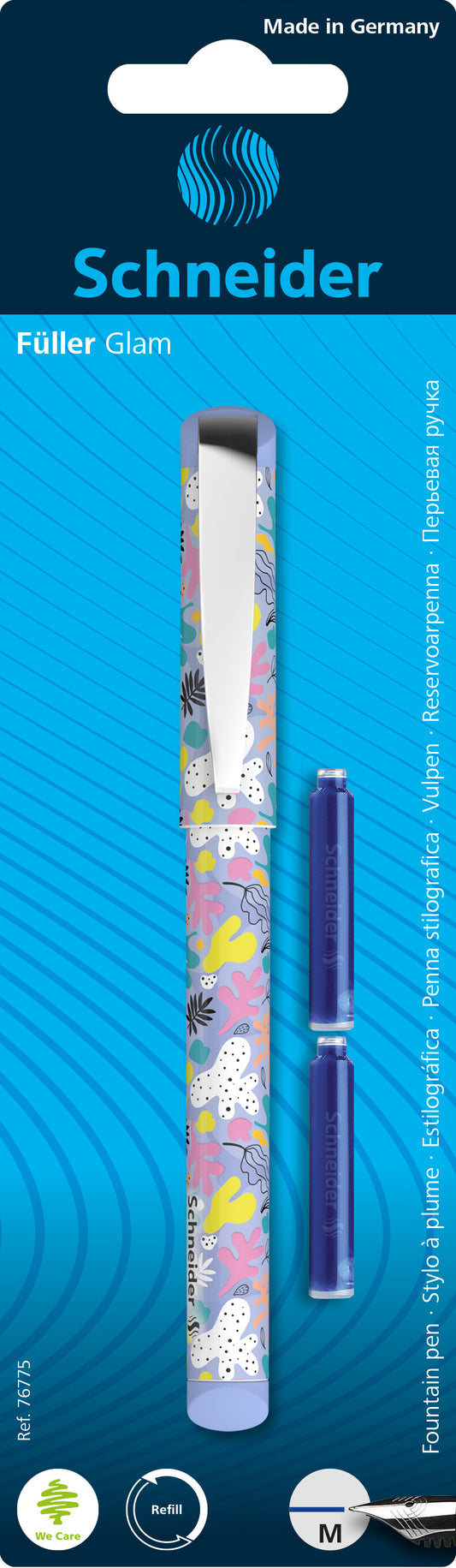Plunksnakotis SCHNEIDER Glam, plastikinis korpusas, mėlynas rašalas, tinka kairiarankiams