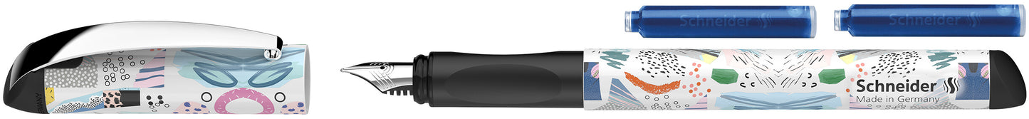 Fountain pen SCHNEIDER Glam, plastic body, blue ink, suitable for left-handed people