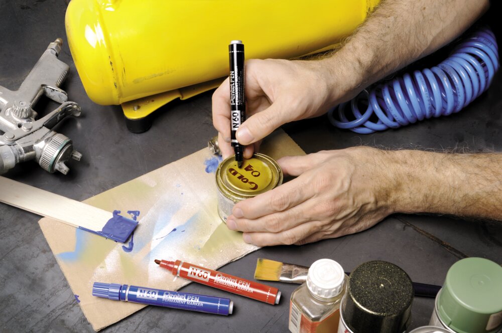 Permanentinis Žymeklis Pentel Pen N60, 1,5 - 7 mm, 4 vnt., įvairių spalvų