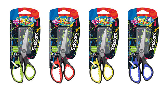 Žirklės Colorino Kids, 13,5 cm su dekoruota gumine rankena, blisteryje