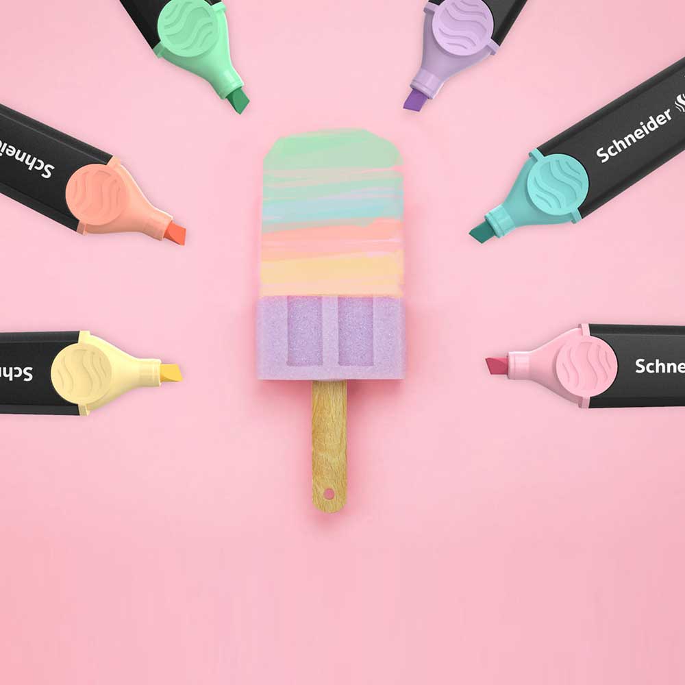 Teksto žymekliai SCHNEIDER JOB, 1-5 mm, 4 pastelinių spalvų rinkinys