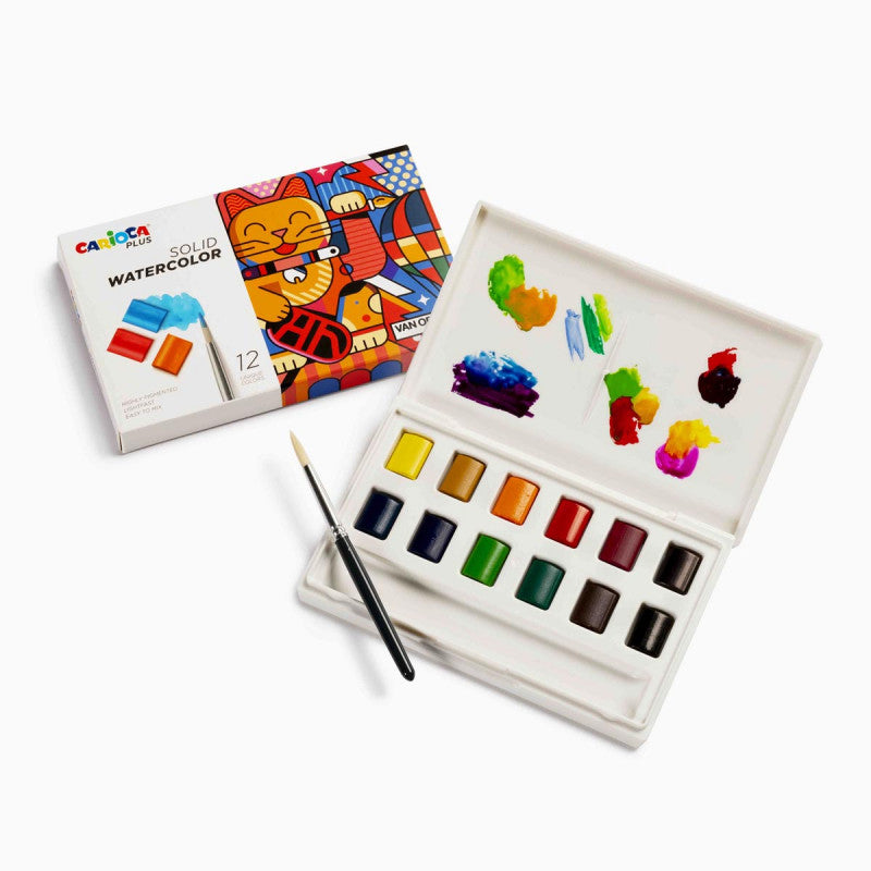 Akvareliniai dažai CARIOCA, 12 spalvų rinkinys