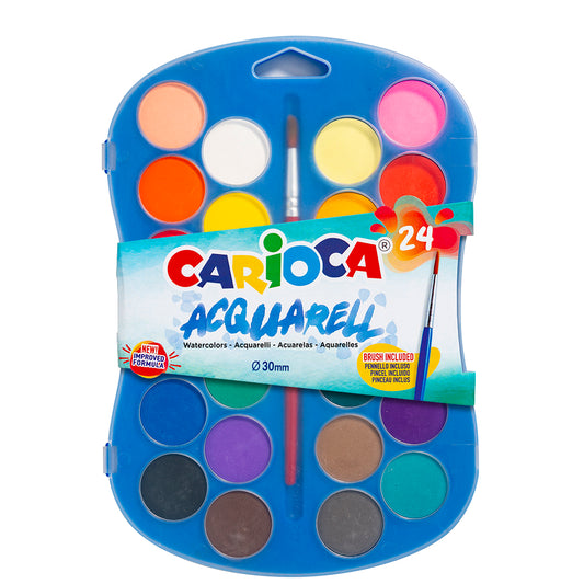 Akvareliniai dažai CARIOCA, 24 spalvų rinkinys