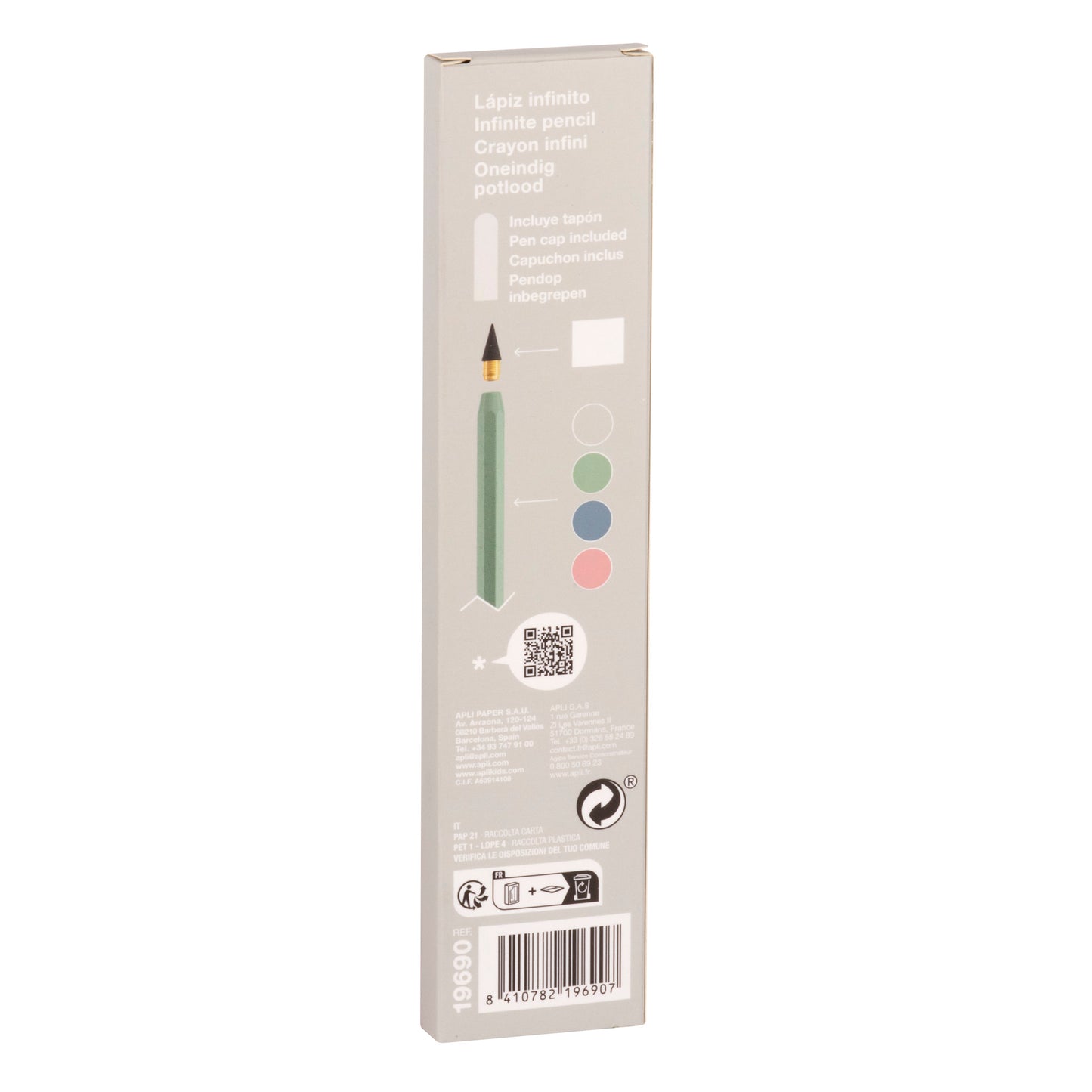 Nesibaigiantis pieštukas Apli, HB, korpusas pilkos spalvos