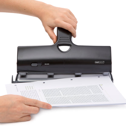 Skylmuša Rapesco ALU 40, 4 skylių, 40 lapų, sidabrinė/juoda