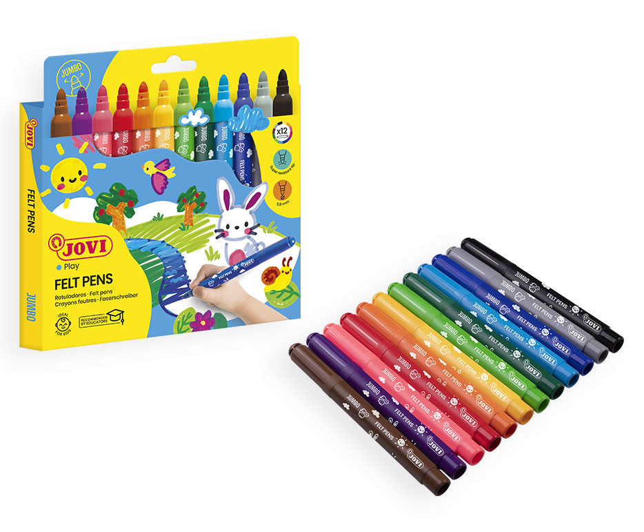 Thick felt-tip pens JOVI MAXI, set of 12 colors