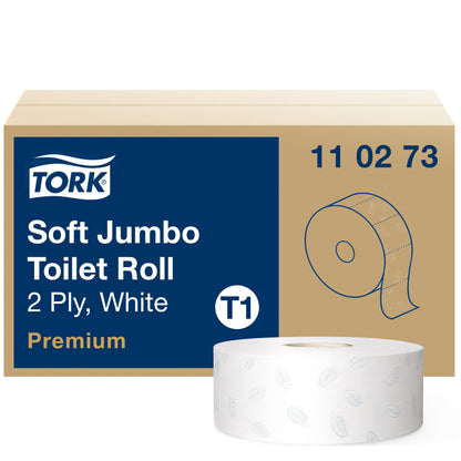 Toilet paper TORK PREMIUM JUMBO T1, 110273, 2 ply, 9.7 cm x 360 m, white
