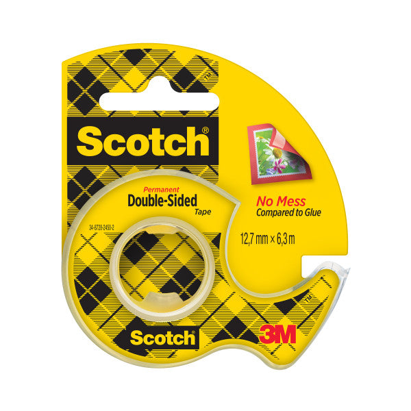 Dvipusė lipni juostelė SCOTCH, 12,7 mm x 6,3 m, su dėkliuku