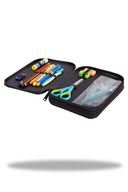 Shaped two-compartment pencil case with accessories CoolPack Jumper XL French Bulldogs