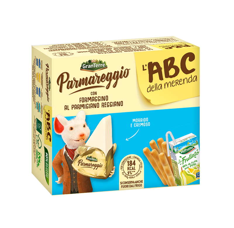 Parmareggio užkandis ABC, PARMIGIANO sūrio batonėlis, duonos lazdelės, kriaušių sultys, 170g