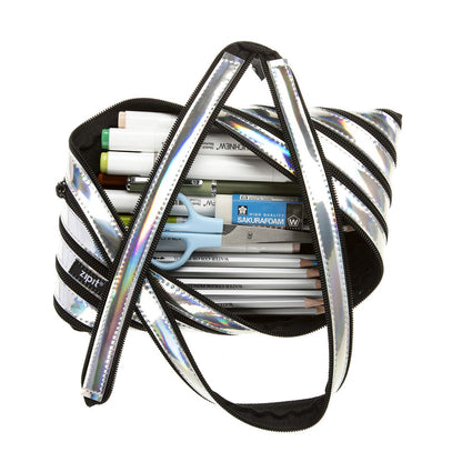 Pencil case ZIPIT Metallic Jumbo Pouch, ZJMT-2, Silver