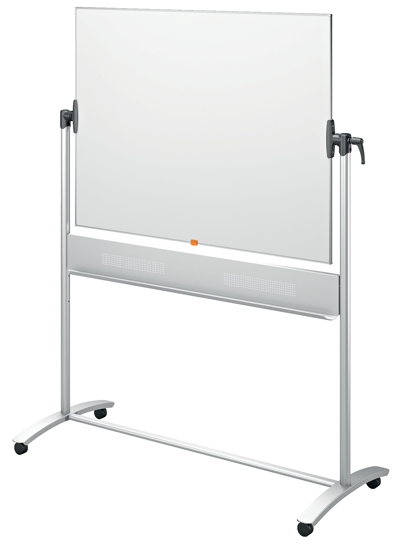 Dvipusė vartoma emaliuota magnetinė lenta NOBO, 90x120 cm, mobilus stovas, balta sp.