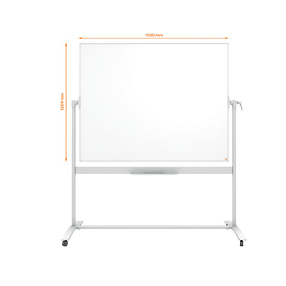 Double-sided reversible enamel magnetic board NOBO 120x150 cm, mobile stand, white