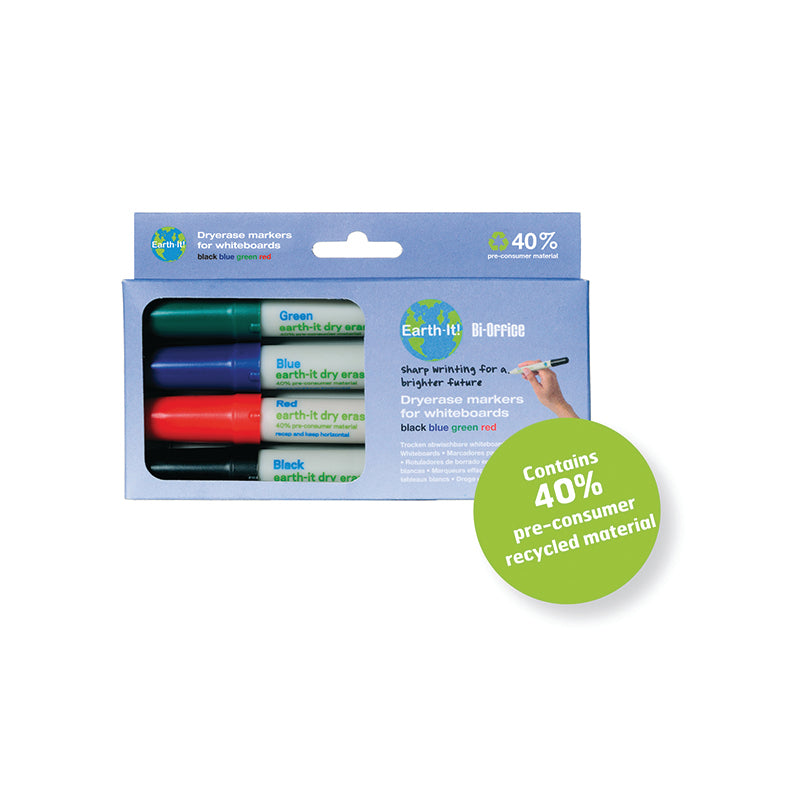 Magnetinių lentų žymekliai BI-OFFICE EARTH, 4 spalvų