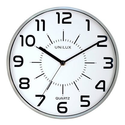 Wall clock UNILUX POP, diameter 28cm, silver color.