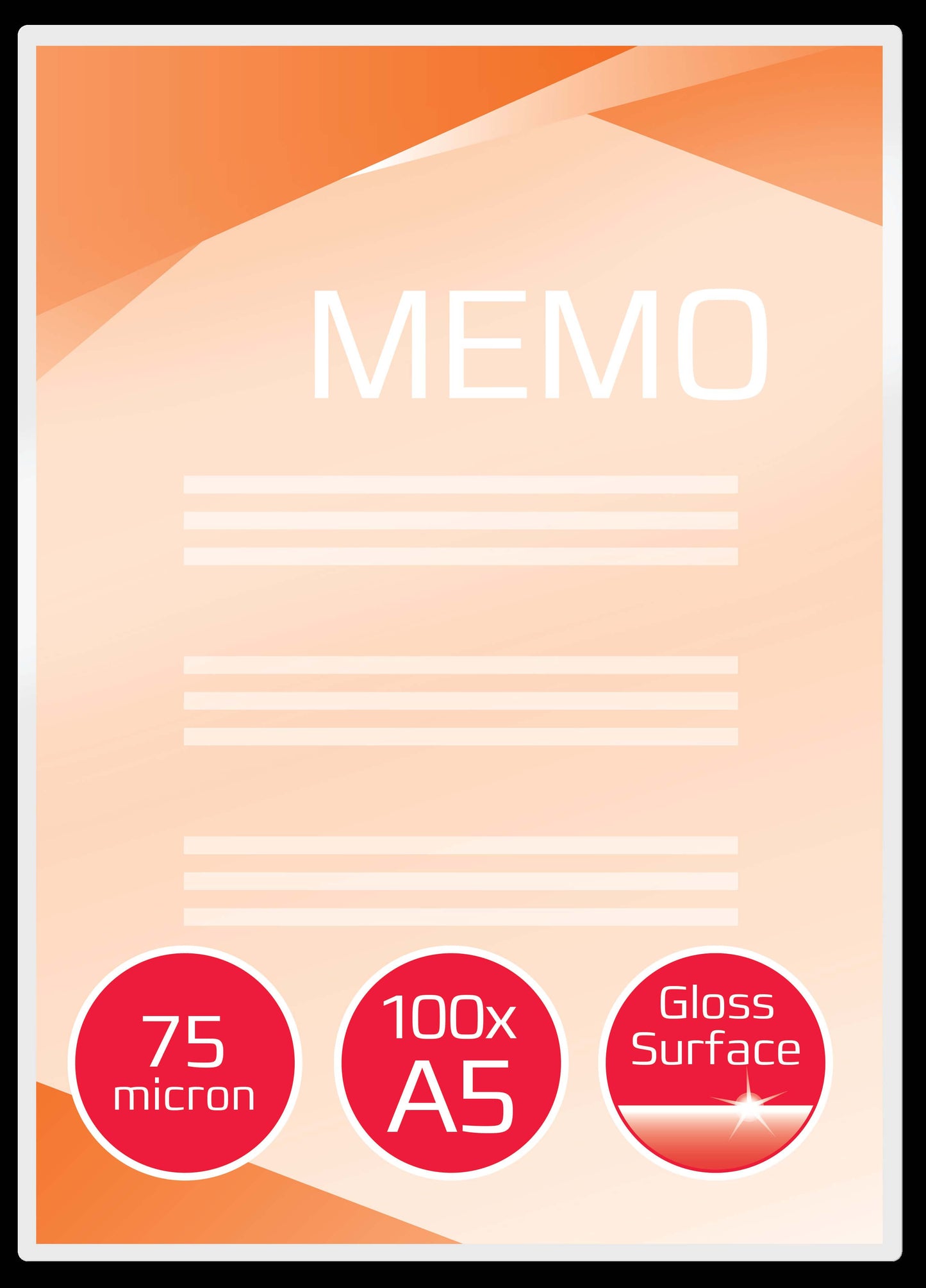 Laminavimo vokeliai Ibico, A5, 154x216 mm, 75 mik., blizgūs, 100 vnt.