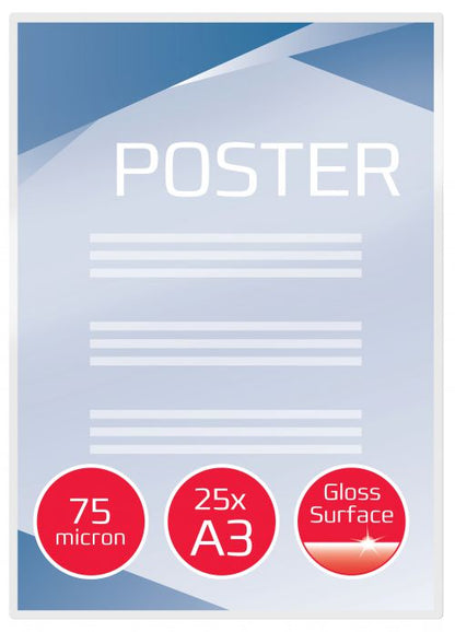 Laminavimo vokeliai GBC, A3, 75 mik., blizgūs, 25 vnt.
