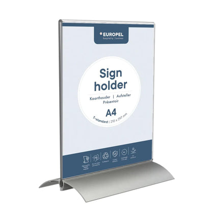Information stand EUROPEL A4, acrylic with aluminum base