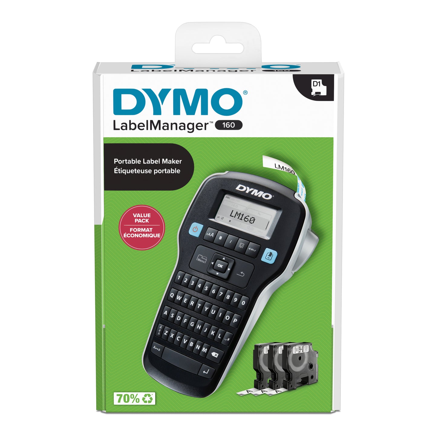 Etikečių spausdintuvas DYMO LabelManager 160 (+ 3 juostelės)
