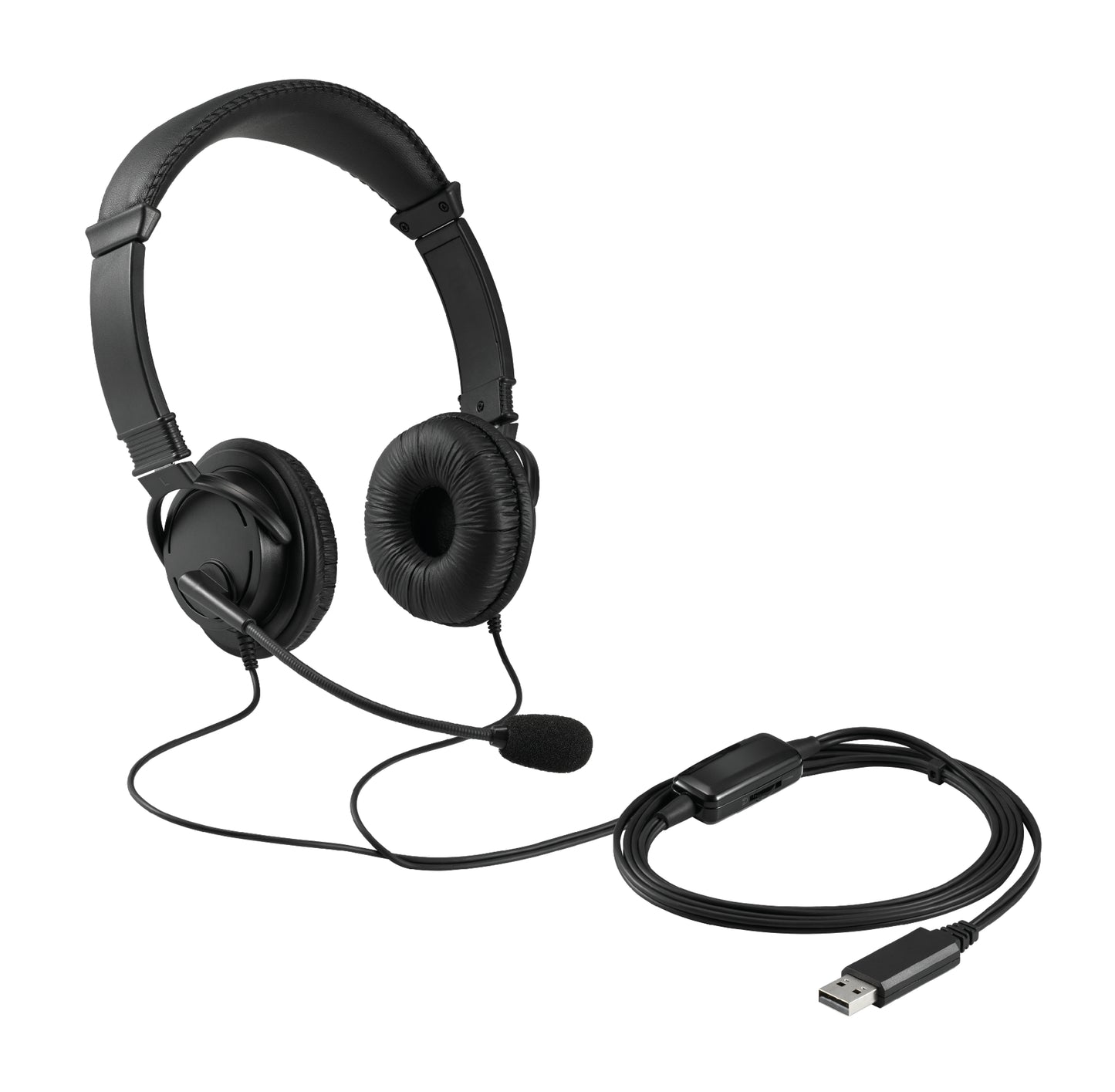 Klasikinės USB-A ausinės su mikrofonu ir garso valdymu
