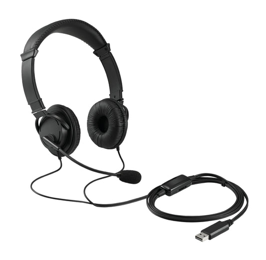 Klasikinės USB-A ausinės su mikrofonu ir garso valdymu