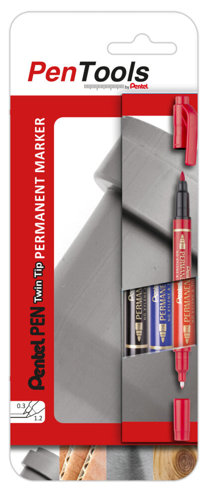 Permanent marker Pentel Tool Twin Tip N75W, 0.3–1.2 mm, 3 pcs., assorted colors