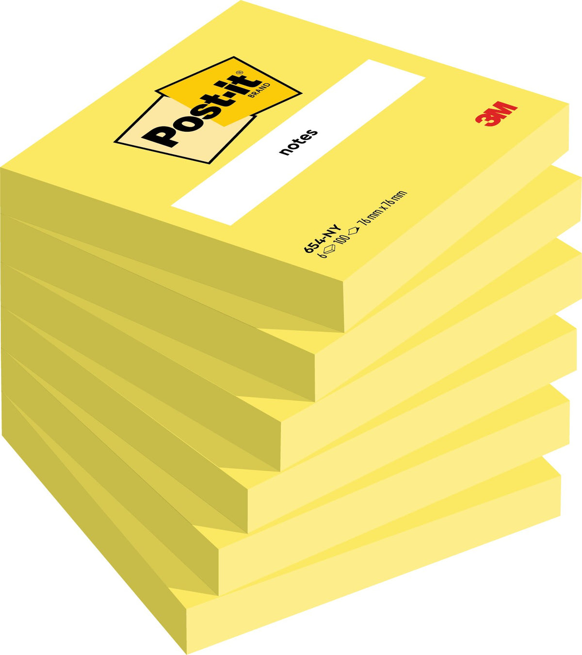 Post-it Neon sticky notes, 76 x 76 mm, 100 sheets, yellow